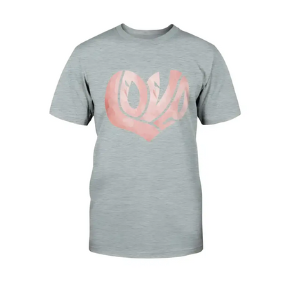 Gray Love Canvas Unisex T-Shirt featuring a cute pink heart design, perfect for any casual look