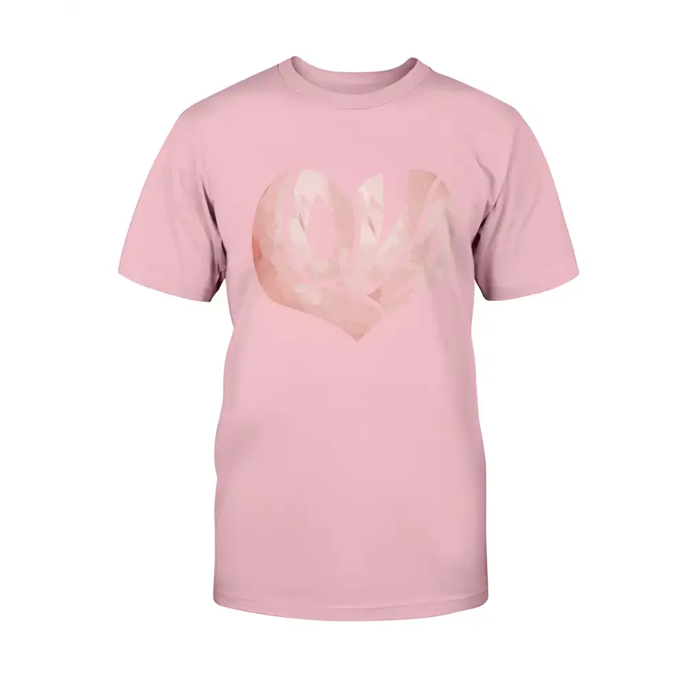 Pink Love Canvas Unisex T-Shirt with heart design, perfect in Heather Prism Lilac