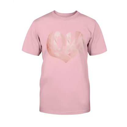 Pink Love Canvas Unisex T-Shirt with heart design, perfect in Heather Prism Lilac