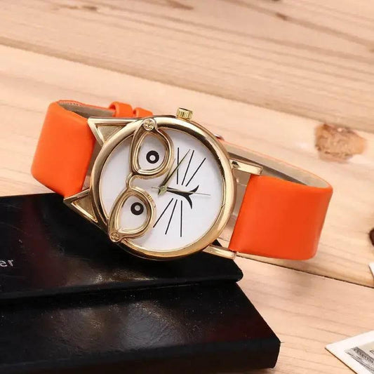 Lovely Cartoon Children Watch with Cat Face Design - Estalios