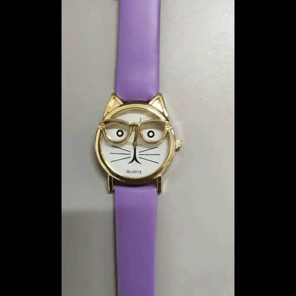 Lovely Cartoon Children Watch with Cat Face Design - Estalios