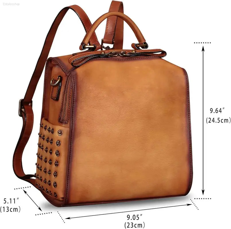 LRTO Vintage Genuine Leather Backpack for Women - Convertible Satchel & Rucksack - Stylish Casual Cowhide Handbag in Brown - Perfect Daypack for Everyday Use - Estalios