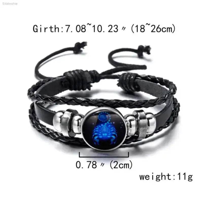 Stylish Luminous Zodiac Sign Wrap Bracelets with Vintage Multilayer Leather perfect for men and women, ideal for gifts.