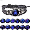 Stylish Luminous Zodiac Sign Wrap Bracelets with Vintage Multilayer Leather for men and women, perfect for cosmic charm.