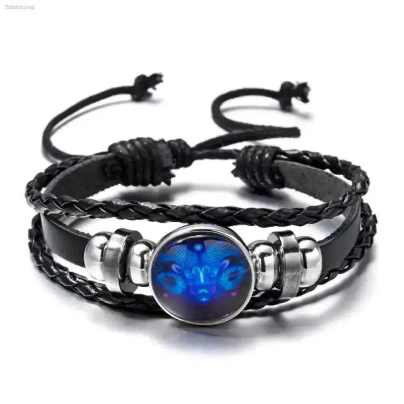 Luminous Zodiac Sign Wrap Bracelets with Vintage Multilayer Leather for Stylish Men and Women offer unique cosmic charm.