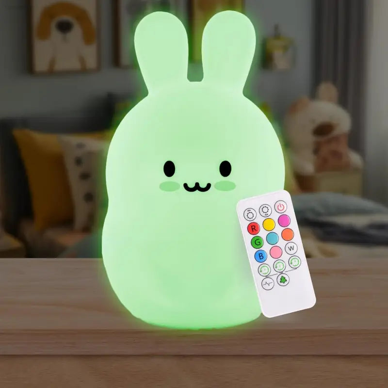 Lumipets Bear Night Light - Remote Control Silicone Lamp with 9 Soft Colors & Sleep Timer - Rechargeable & Battery-Operated for Kids' Bedrooms & Nurseries