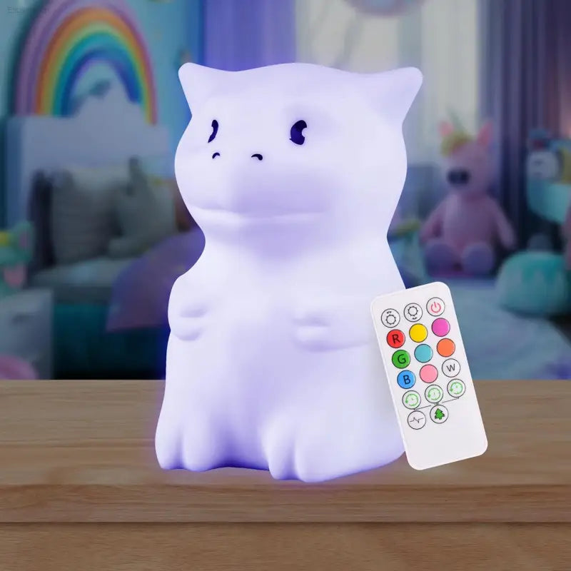 Lumipets Bear Night Light - Remote Control Silicone Lamp with 9 Soft Colors & Sleep Timer - Rechargeable & Battery-Operated for Kids' Bedrooms & Nurseries