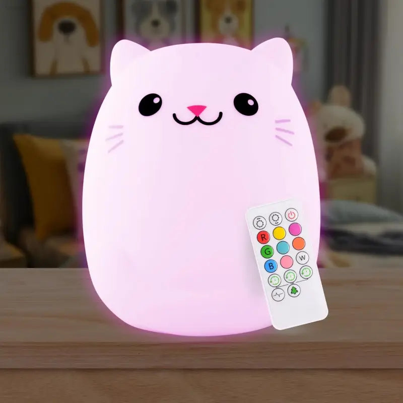 Lumipets Bear Night Light - Remote Control Silicone Lamp with 9 Soft Colors & Sleep Timer - Rechargeable & Battery-Operated for Kids' Bedrooms & Nurseries