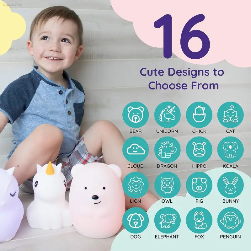 Lumipets Bear Night Light - Remote Control Silicone Lamp with 9 Soft Colors & Sleep Timer - Rechargeable & Battery-Operated for Kids' Bedrooms & Nurseries