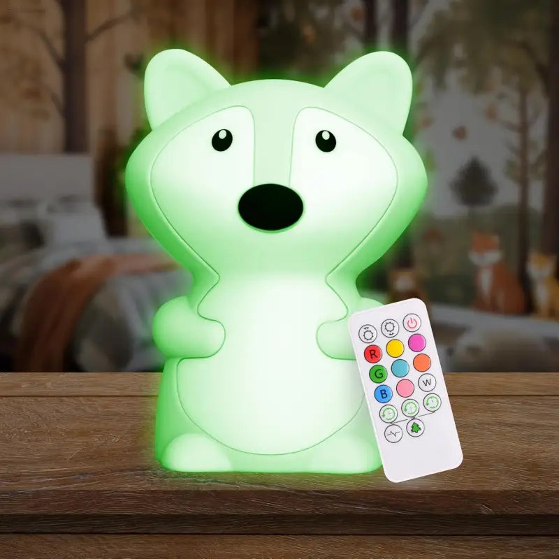 Lumipets Bear Night Light - Remote Control Silicone Lamp with 9 Soft Colors & Sleep Timer - Rechargeable & Battery-Operated for Kids' Bedrooms & Nurseries