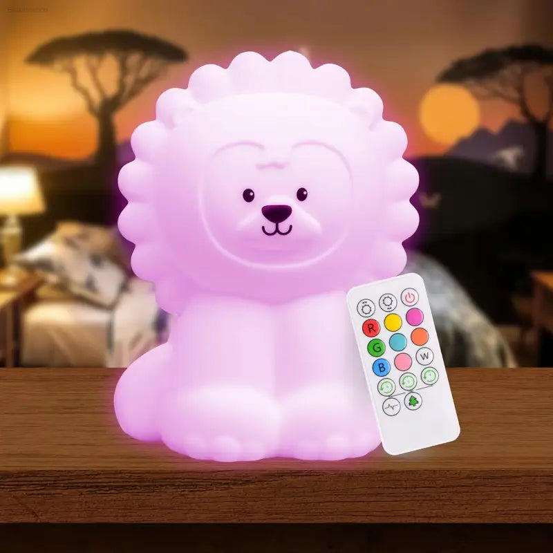 Lumipets Bear Night Light - Remote Control Silicone Lamp with 9 Soft Colors & Sleep Timer - Rechargeable & Battery-Operated for Kids' Bedrooms & Nurseries