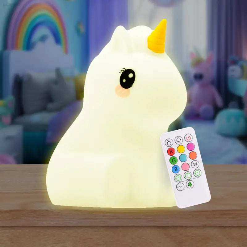 Lumipets Bear Night Light - Remote Control Silicone Lamp with 9 Soft Colors & Sleep Timer - Rechargeable & Battery-Operated for Kids' Bedrooms & Nurseries