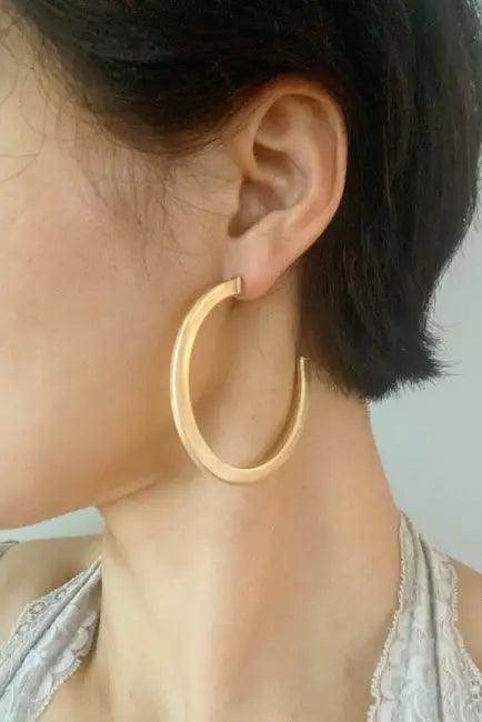 Dazzling Gold-Dipped Brass Hoop Earrings for Everyday Glam - Estalios