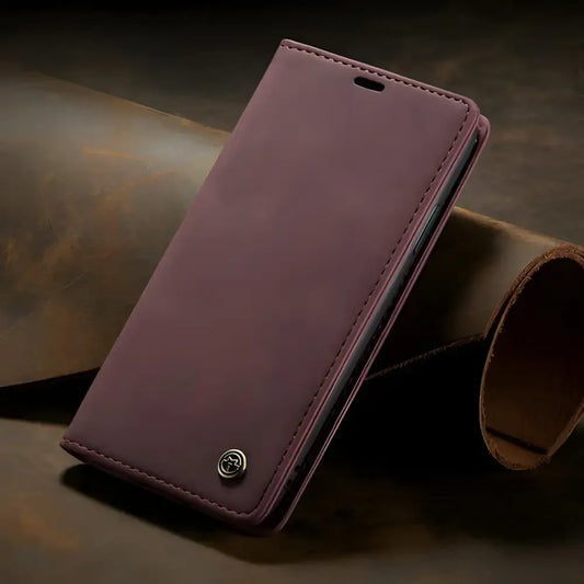 Maroon leather phone case for Luxury Magnetic Flip Wallet Pro Max Sold