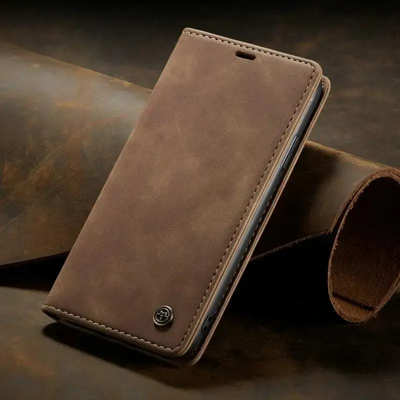 Brown leather phone case for Luxury Magnetic Flip Wallet Pro Max Sold, stylish and practical