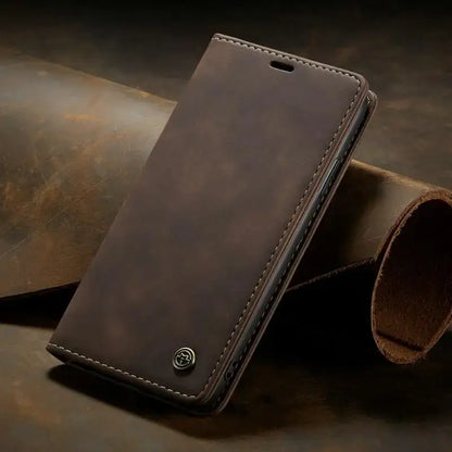 Brown leather phone case for Luxury Magnetic Flip Wallet Pro Max Sold, stylish and sleek