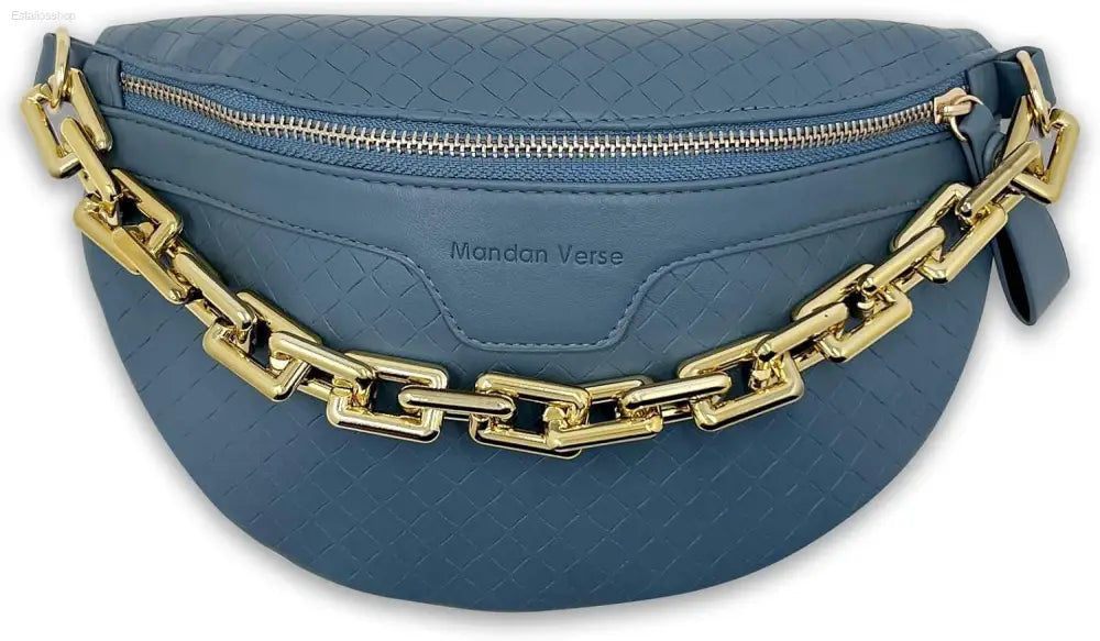 Luxury Plaid Leather Thick Chain Fanny Pack for Women - Versatile Waist, Shoulder, and Crossbody Bag in Black - Estalios