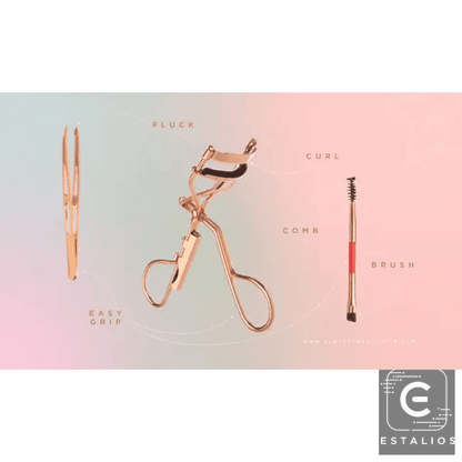 Glam Rose Gold Luxe Makeup & Lash Lifter Set for Flawless Beauty - Estalios