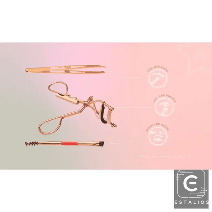 Glam Rose Gold Luxe Makeup & Lash Lifter Set for Flawless Beauty - Estalios