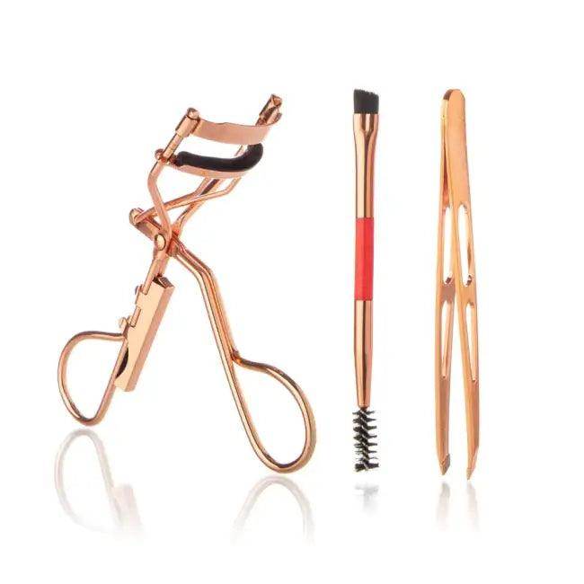 Glam Rose Gold Luxe Makeup & Lash Lifter Set for Flawless Beauty - Estalios