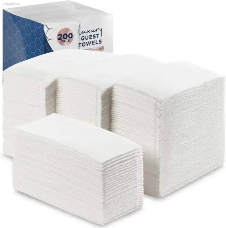 Luxury White Linen-Feel Disposable Paper Towels 100 Count - Estalios