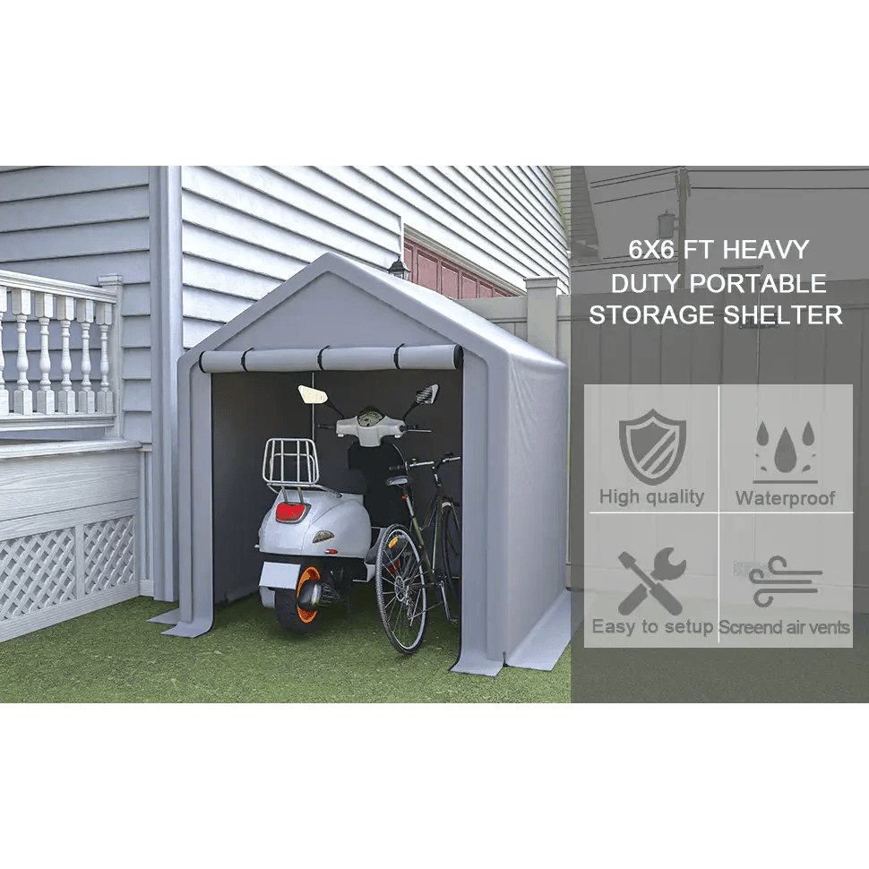 LZBEITEM 6 x 6 ft Heavy Duty Outdoor Storage Tent - Estalios