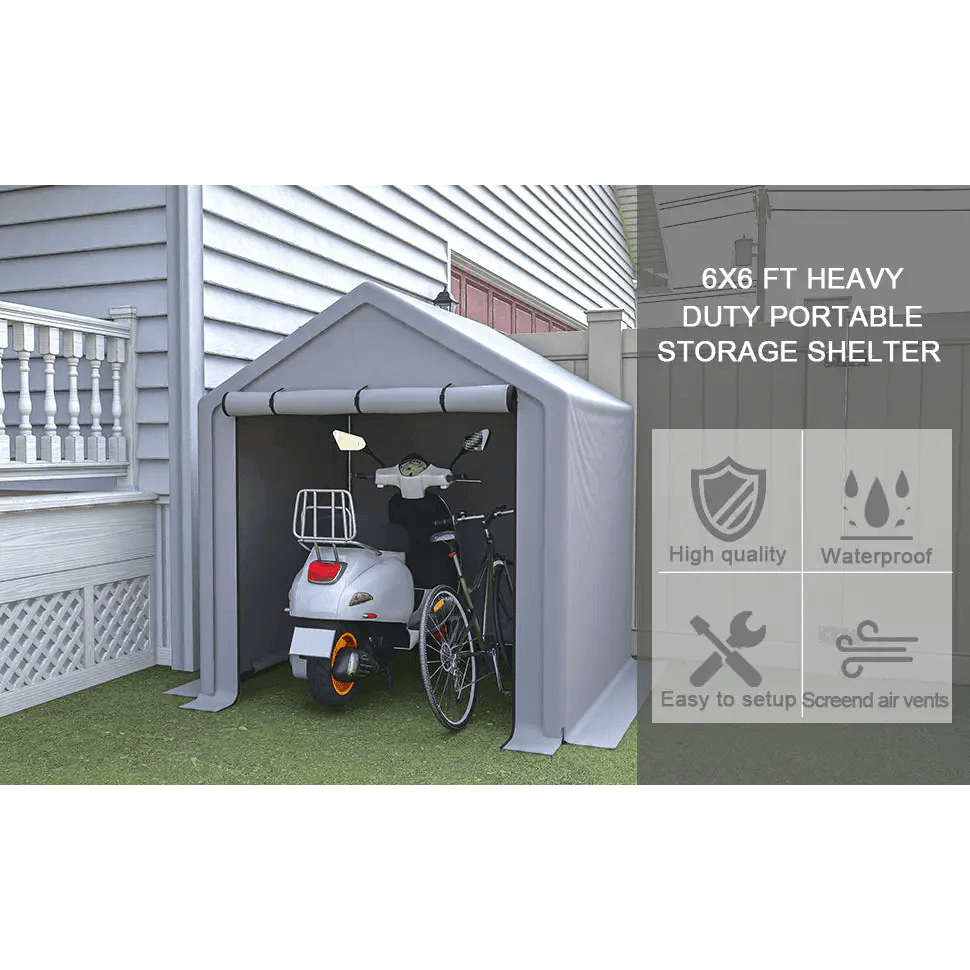 LZBEITEM 6 x 6 ft Heavy Duty Outdoor Storage Tent - Estalios