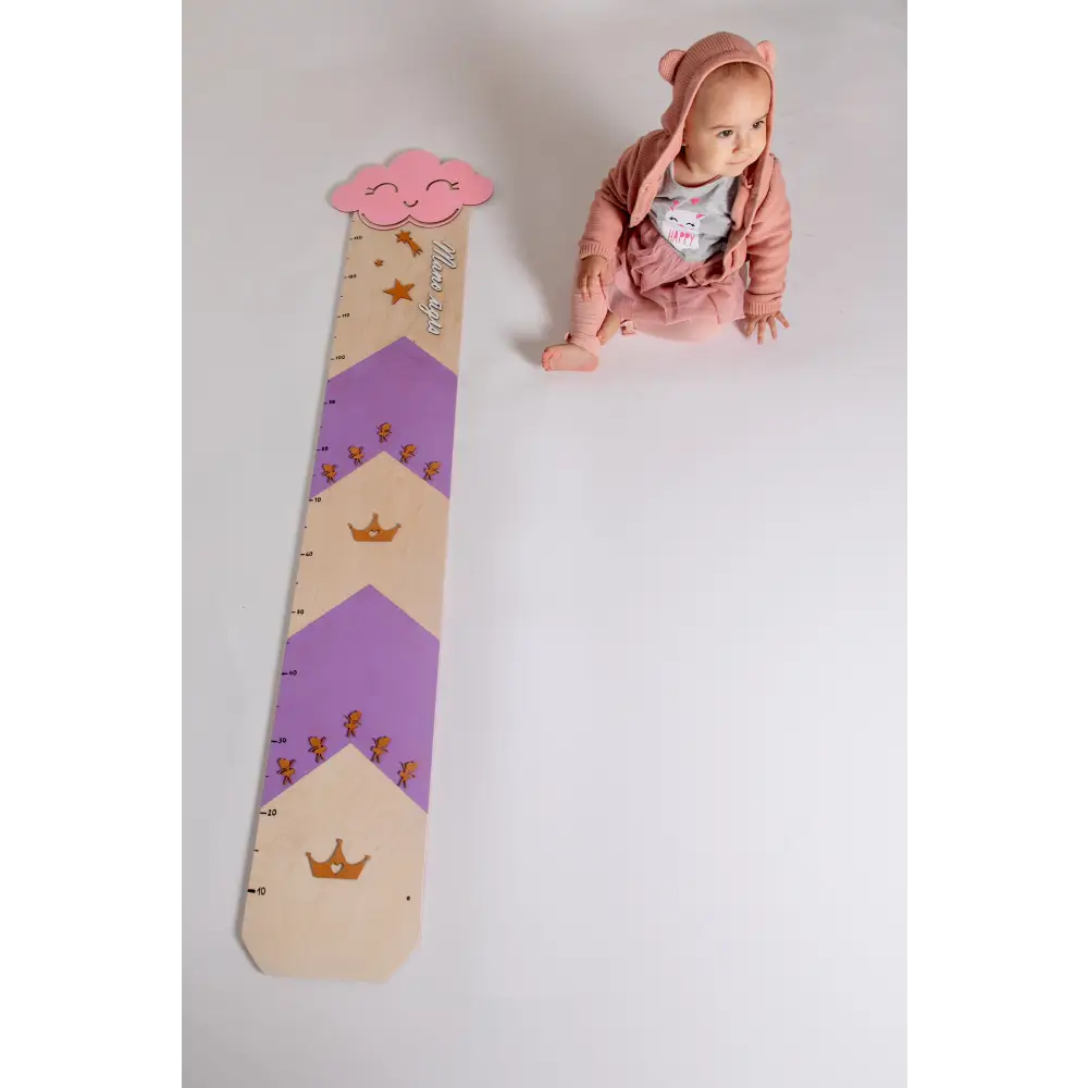 Wooden growth chart featuring a princess theme in Magical Lilac Growth Chart and Kids Furniture