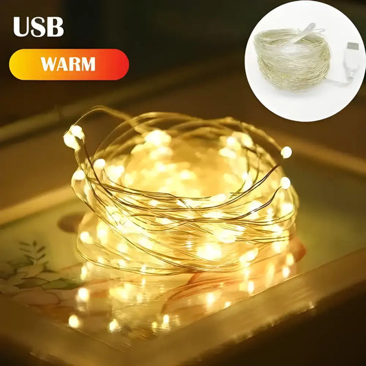 Warm white USB LED string fairy lights in Magical USB LED Fairy Light Cloches