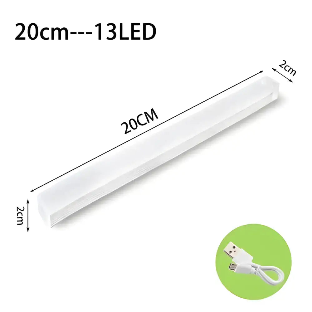 White LED light bar with USB cable, perfect for warm white light and sensor light wireless use