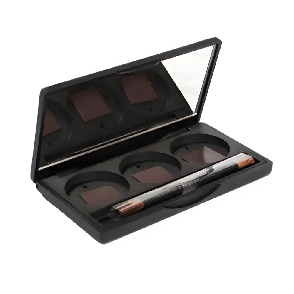 Open Magnetic Makeup Palette Go showing a brush and vibrant shades in a mini magnetic palette