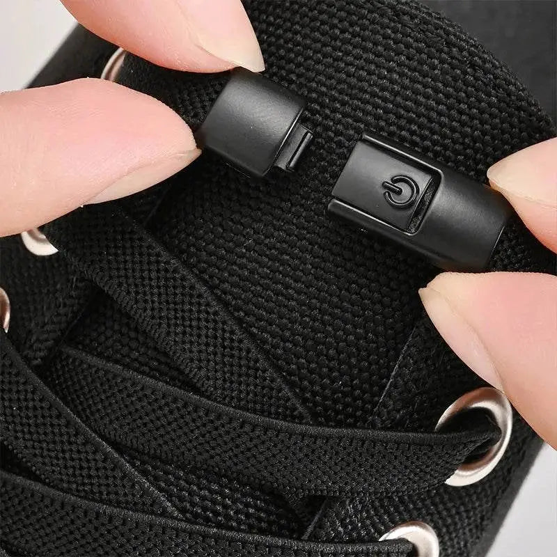 Black magnetic shoelace clasp for easy Magnetic Press Lock Shoes & Laces use