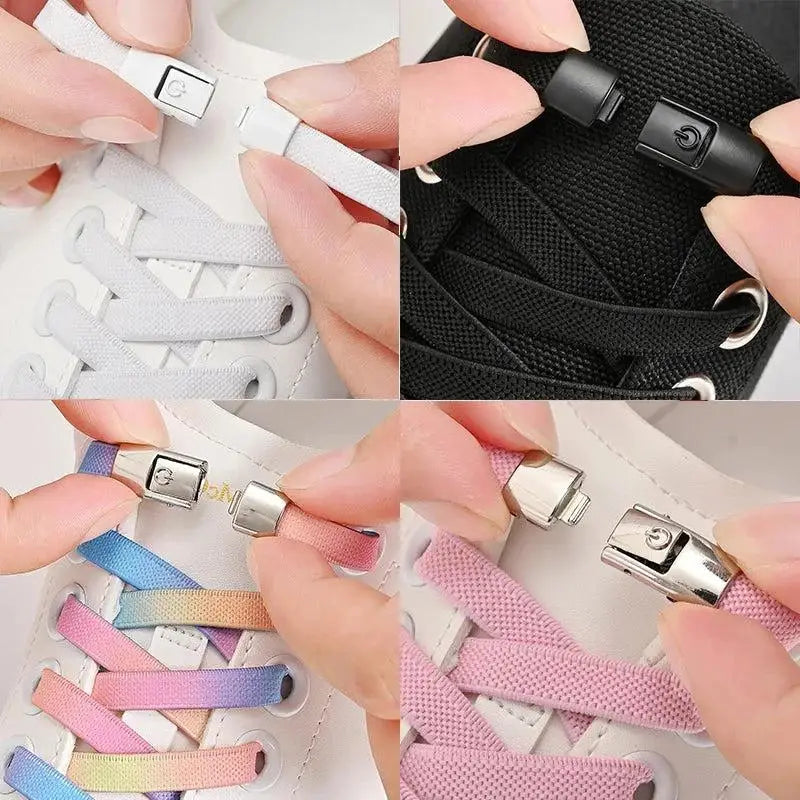 Magnetic shoelace clasps for easy use with Magnetic Press Lock Shoes & Laces