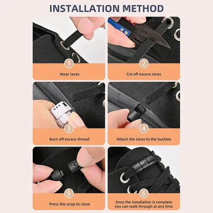 Shoelace installation guide for Magnetic Press Lock Shoes & Laces Press Lock Shoelaces