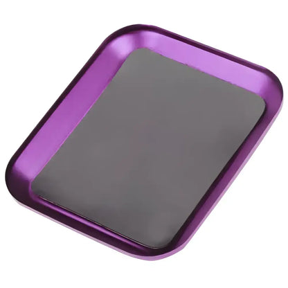 Rectangular purple magnetic screw tray with gray insert in Aluminium Alloy Power