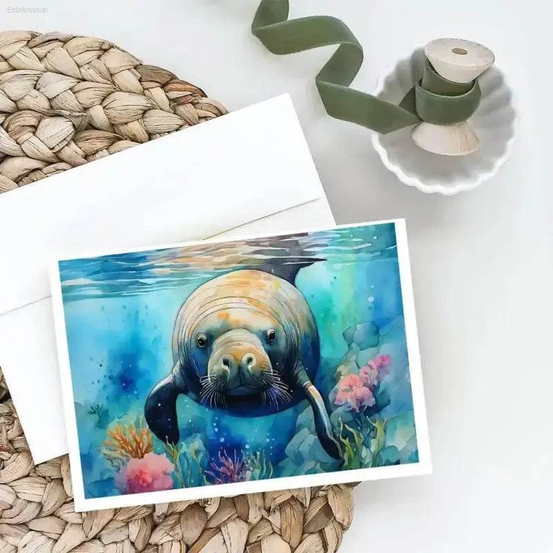 Manatee Magic Vibrant Watercolor Greeting Cards! - Estalios