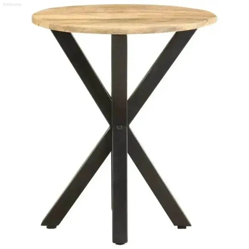 Natural Mango Wood Round Table with Industrial Design for Modern Living Spaces