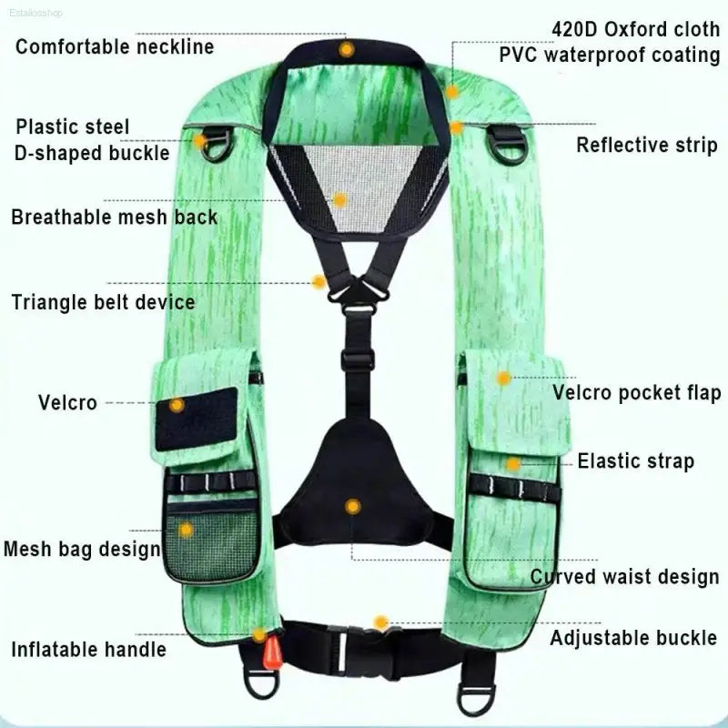 Manual/Automatic Inflatable Lifejacket Adult Lightweight Marine Fishing Portable High Buoyancy Vest Lifejacket - Estalios