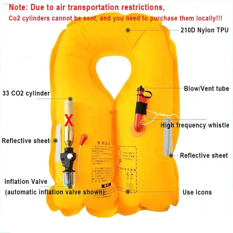 Manual/Automatic Inflatable Lifejacket Adult Lightweight Marine Fishing Portable High Buoyancy Vest Lifejacket - Estalios