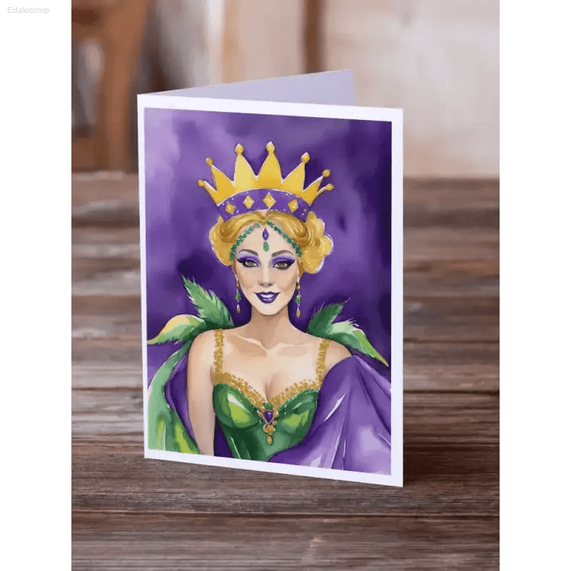 Mardi Gras Queen Cards: Reign with Royalty! Packaged Mardi Gras Queen Greeting Cards Bring the Spirit of Carnival Right to your Fingertips. Share the Magic - Estalios
