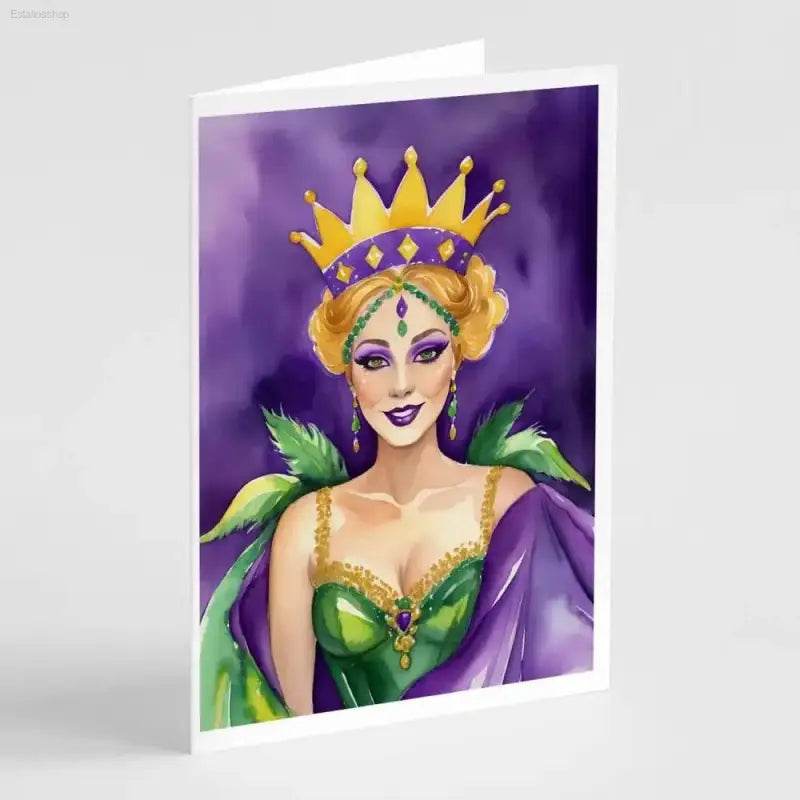 Mardi Gras Queen Cards: Reign with Royalty! Packaged Mardi Gras Queen Greeting Cards Bring the Spirit of Carnival Right to your Fingertips. Share the Magic - Estalios