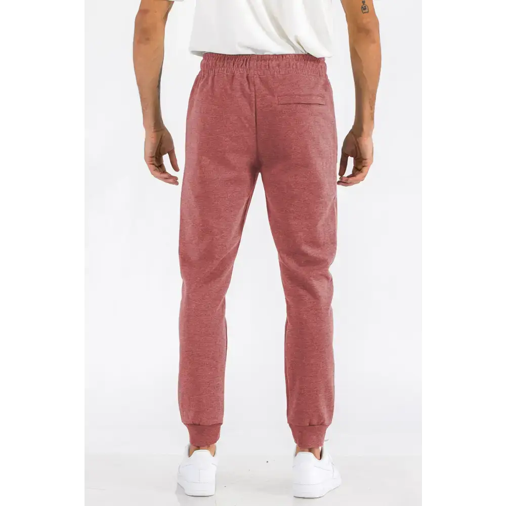 Reddish-brown jogger pants in maroon heathered cotton sweats, size medium material