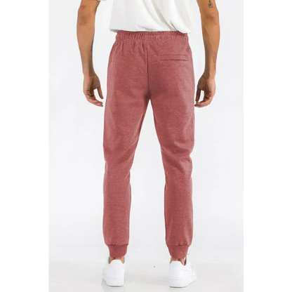 Reddish-brown jogger pants in maroon heathered cotton sweats, size medium material