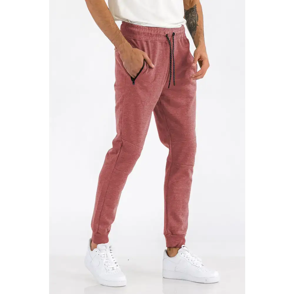 Maroon Heathered Cotton Sweats in size medium with comfy drawstring joggers design