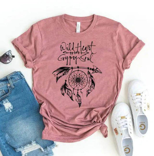 Mauve Dreamcatcher T-Shirt with Size Guide for Comfort - Estalios