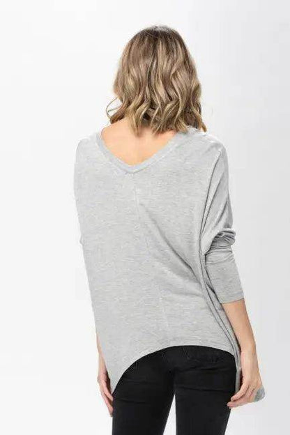 Mauve Long-Sleeved Dolman Sleeve Knit Tunic Blouse for Comfort - Estalios