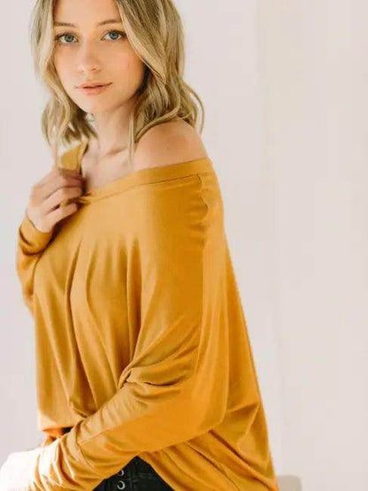 Mauve Long-Sleeved Dolman Sleeve Knit Tunic Blouse for Comfort - Estalios