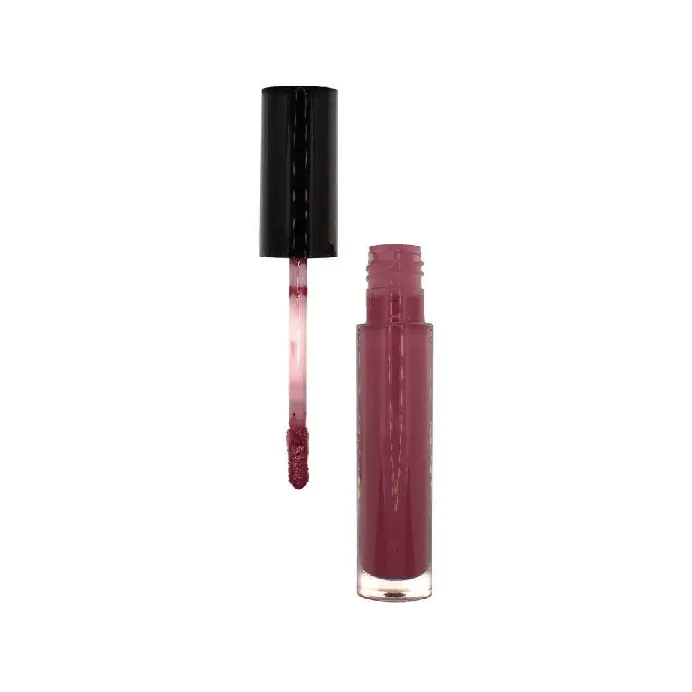 Open tube of Mauve Rouge liquid lip gloss with applicator for natural finish options