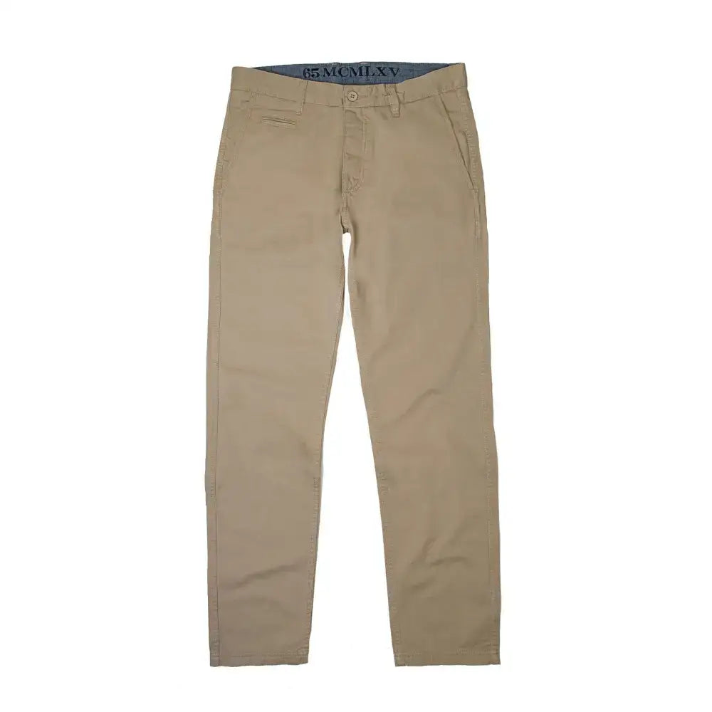 Khaki chinos from MCMLXV Men’s with a signature slim fit for stylish casual wear