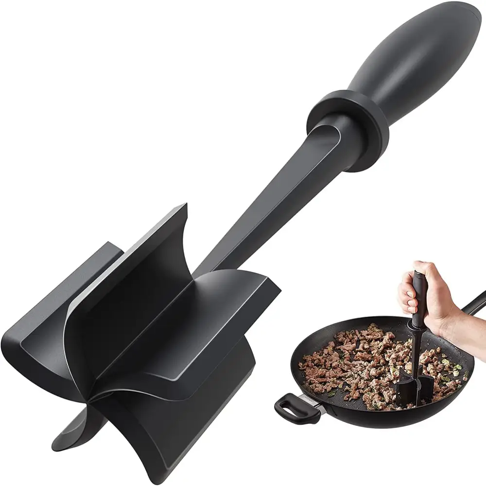 Black Meat Chopper for easy grinding and mashing, perfect for hamburger grinder masher